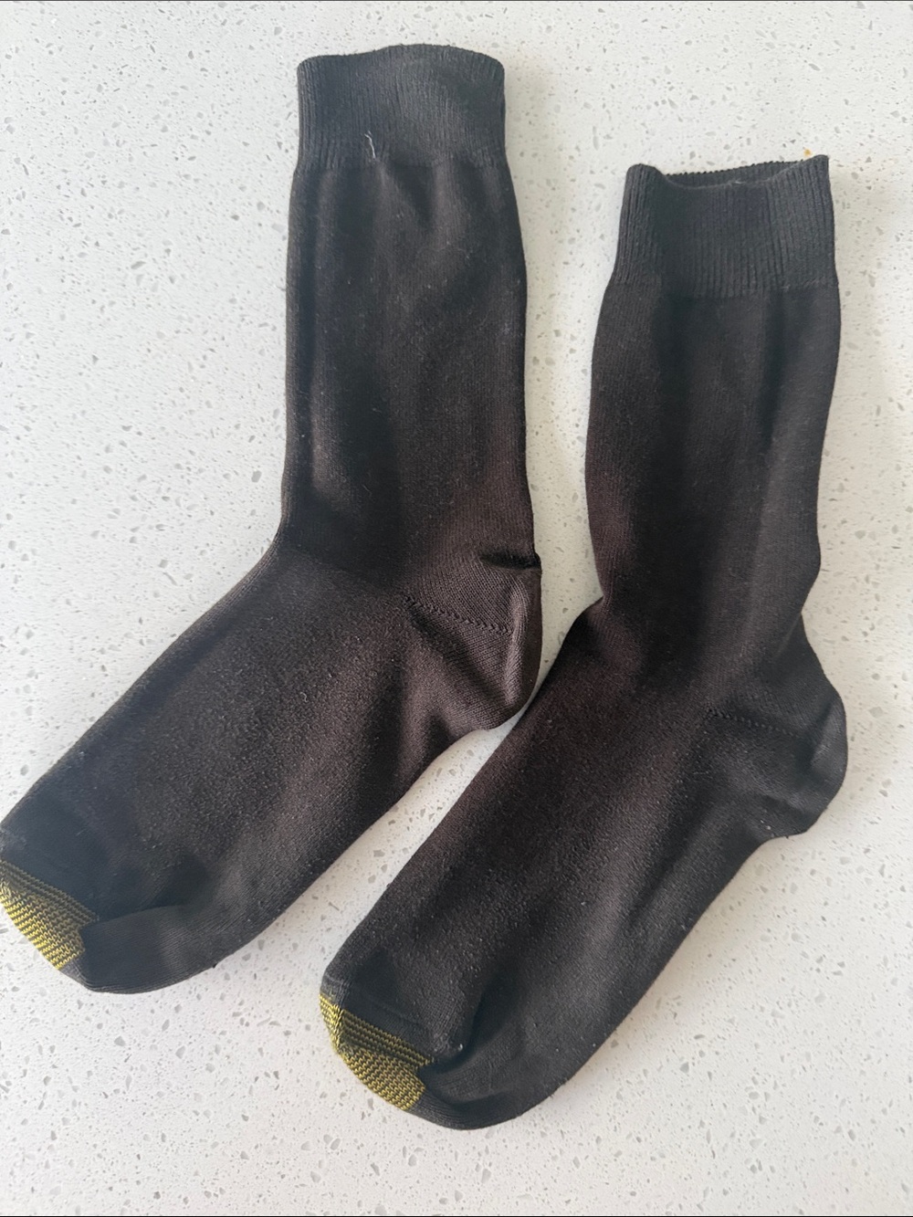 Gold Toe Black Crew Socks with Yellow Toe Accents